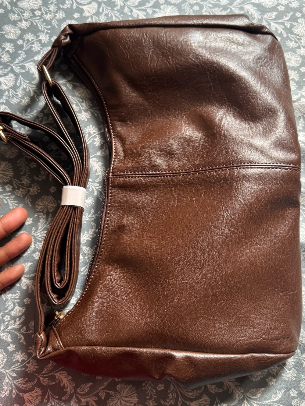 Classic Brown Faux Leather Shoulder Bag
